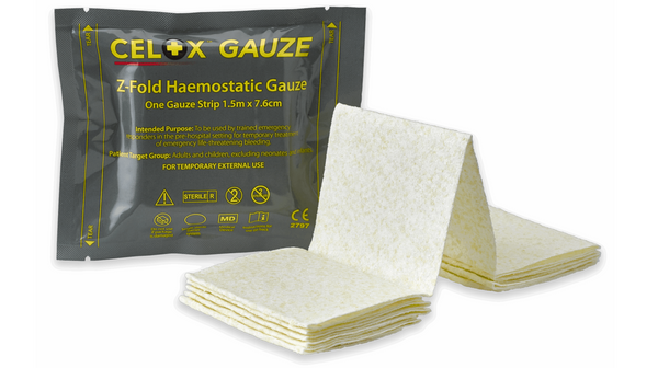 CELOX™ GAUZE – pansament hemostatic Z-Fold sangerari WARZONESHOP