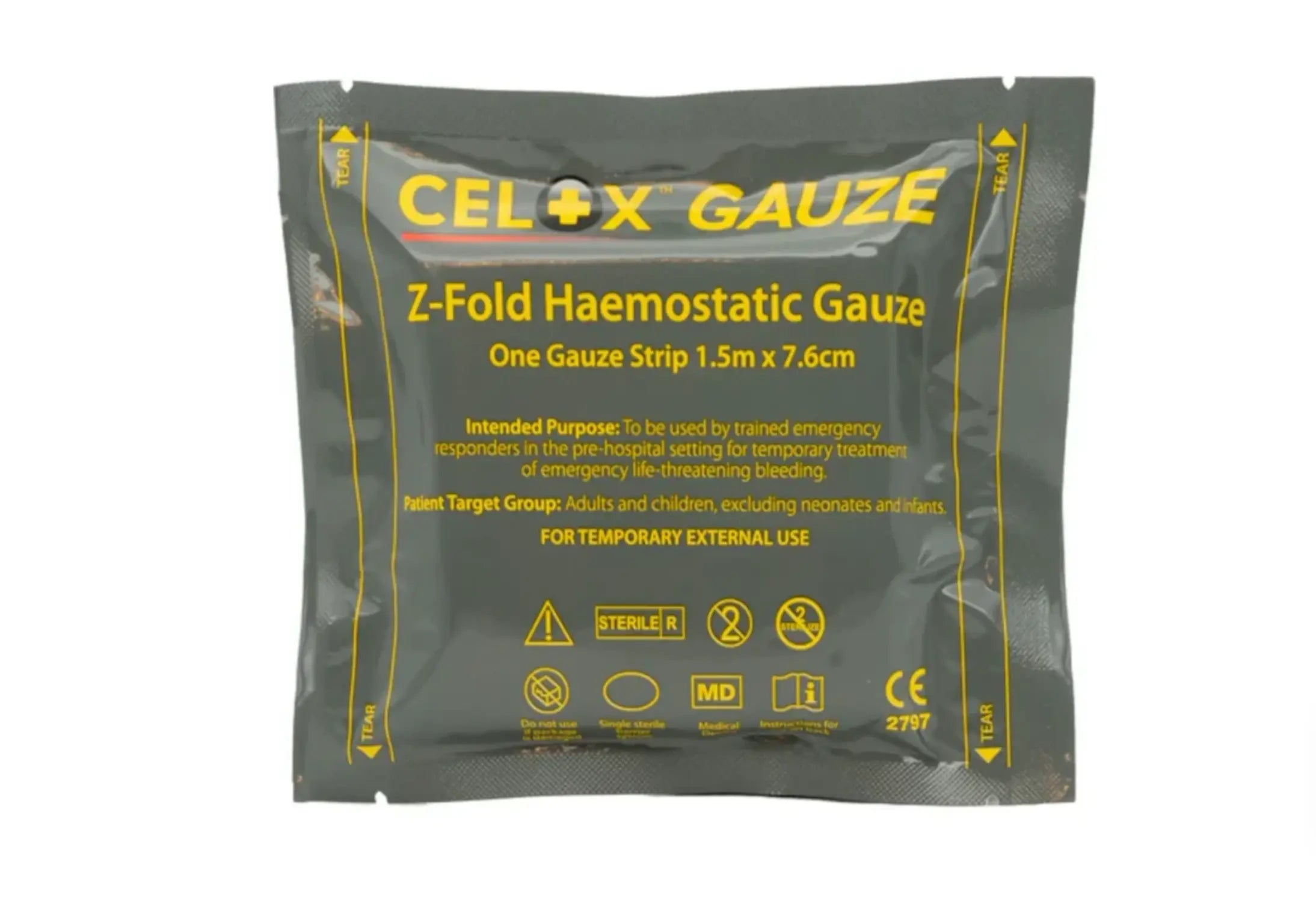CELOX™ GAUZE – pansament hemostatic Z-Fold sangerari WARZONESHOP