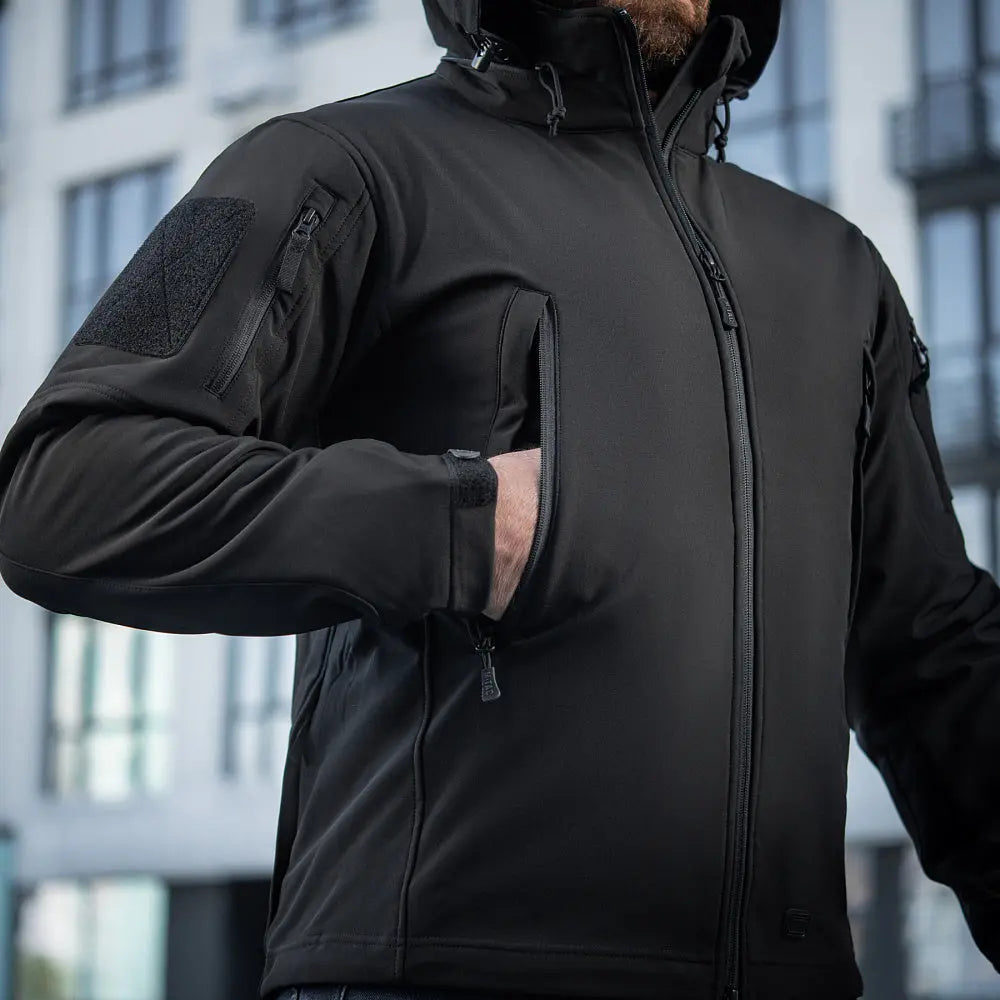 Jacheta tactica SoftShell neagra M-TAC WARZONESHOP