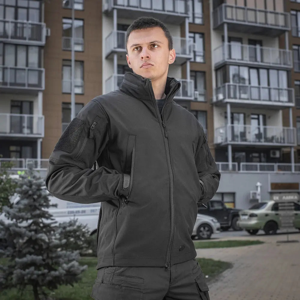 Jacheta tactica SoftShell neagra M-TAC WARZONESHOP