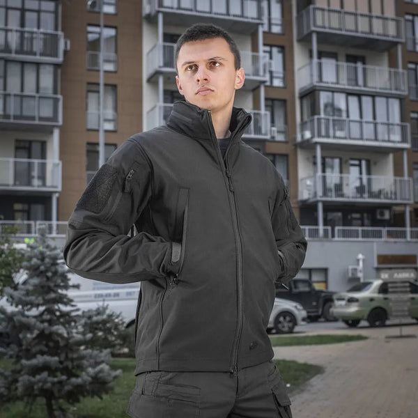 Jacheta tactica SoftShell neagra M-TAC WARZONESHOP