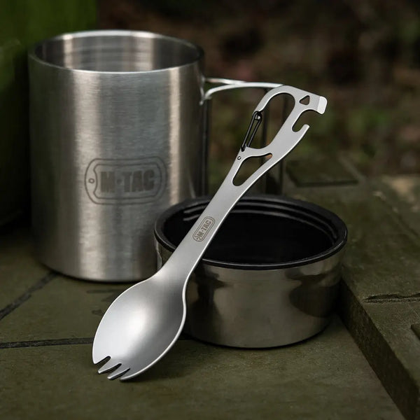 Set Tacam M-Tac Spork cu Carabiniera – Ideal pentru Drumetii si Calatorii WARZONESHOP