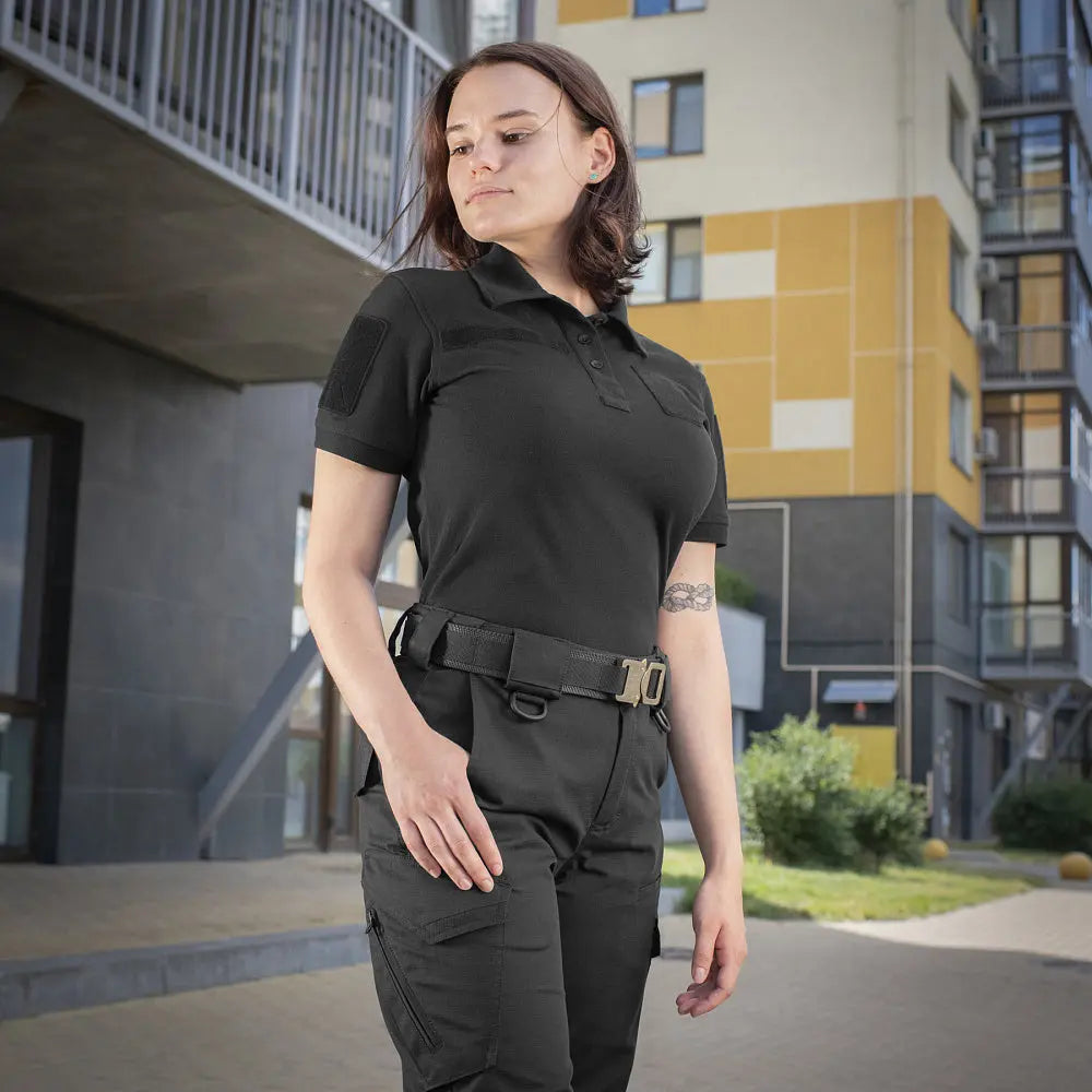 Tricou tactic polo dama negru M-TAC WARZONESHOP