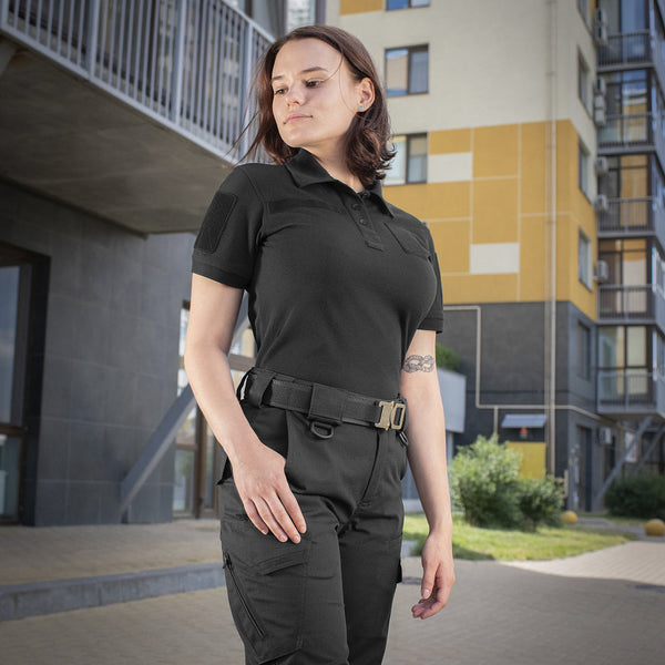Tricou tactic polo dama negru M-TAC WARZONESHOP