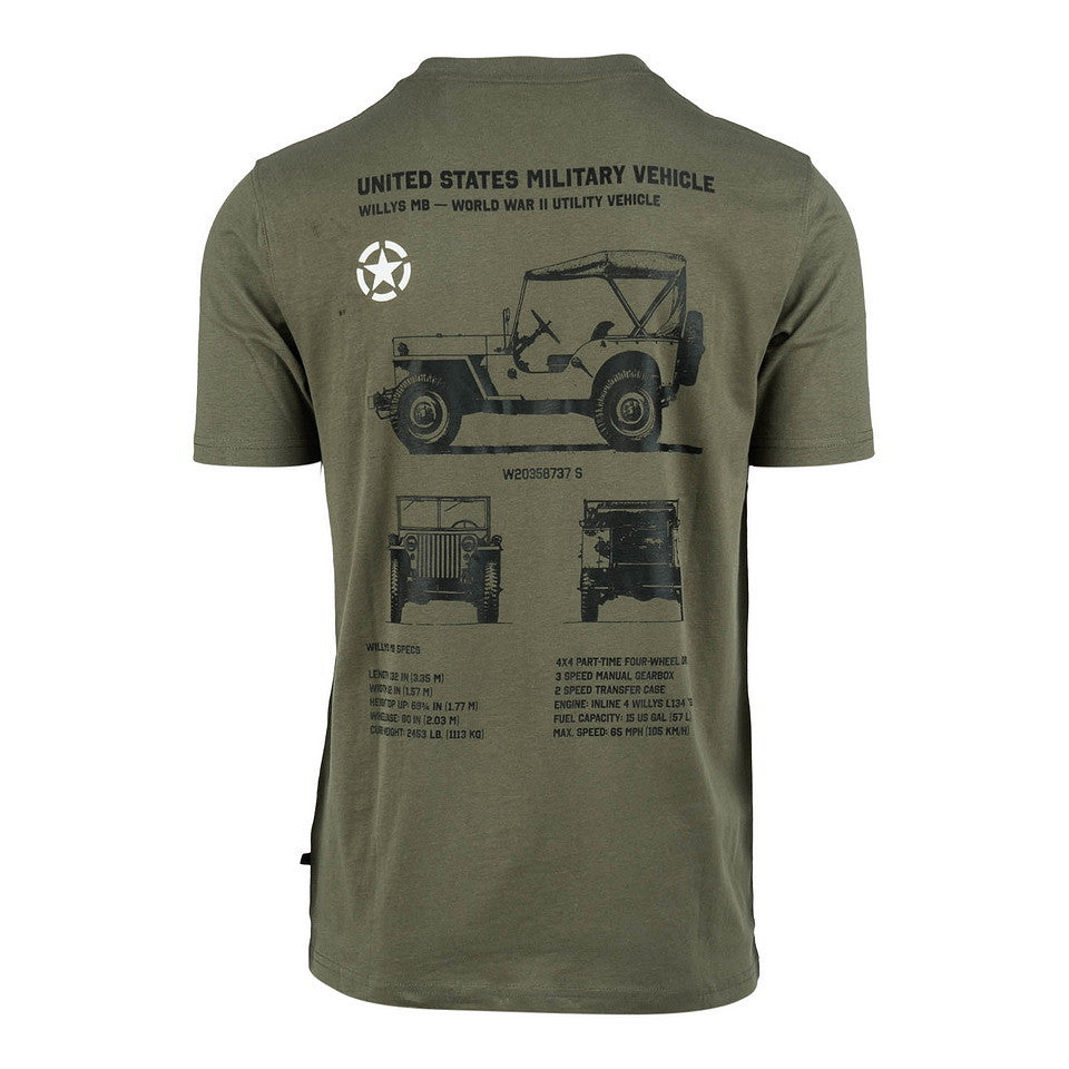 Tricou Army cu Jeep Willys MB Fostex – Olive