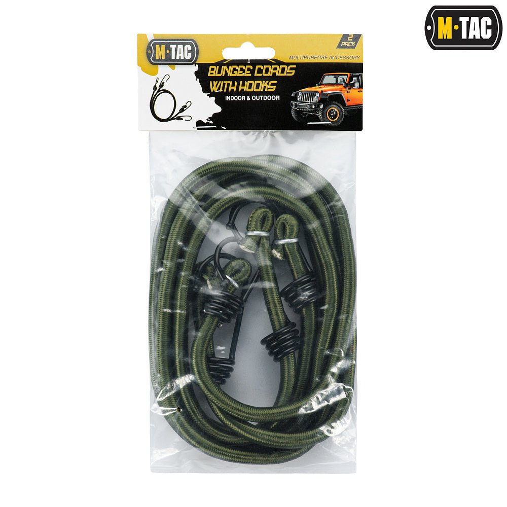 2 x Bungee Cords cu carlige M‑Tac – snururi elastice reglabile | Echipament tactic WARGEAR
