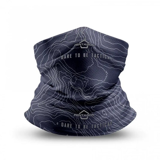 Bandana SKIRON TOPOGRAPHIC MAP Navy Blue Pentagon WARZONESHOP