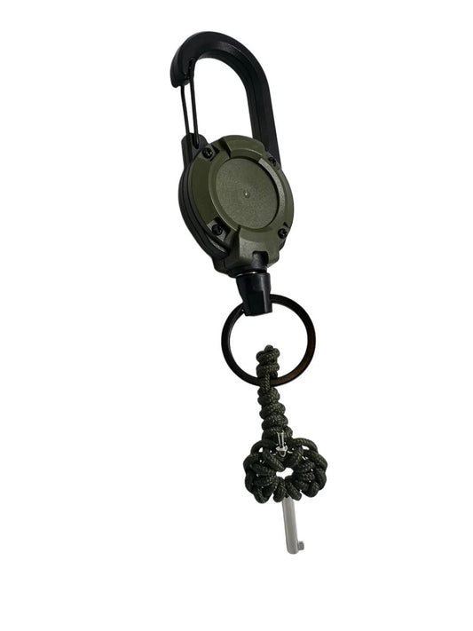 Breloc Talon Micro Cheie Universala Olive pentru Catuse cu Cablu Retractabil Drop Zone WARZONESHOP