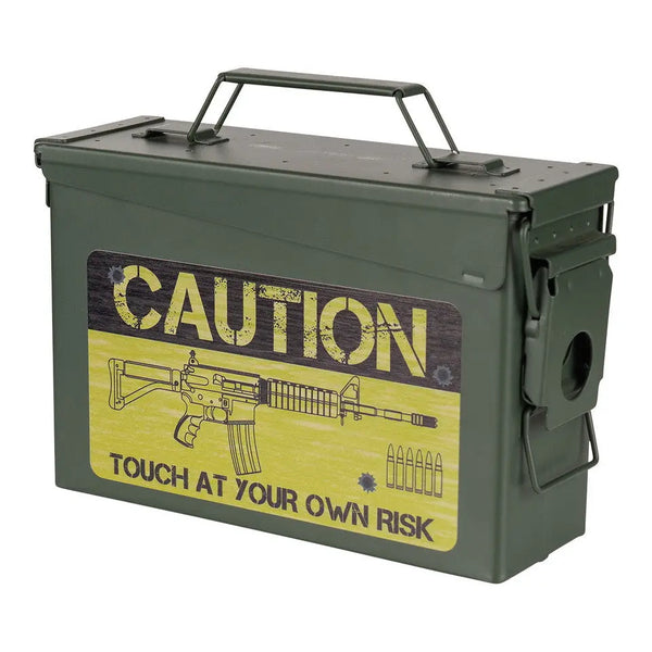 Cutie munitie metalica Ammo Box 30 Cal. – Caution Risk WARZONESHOP