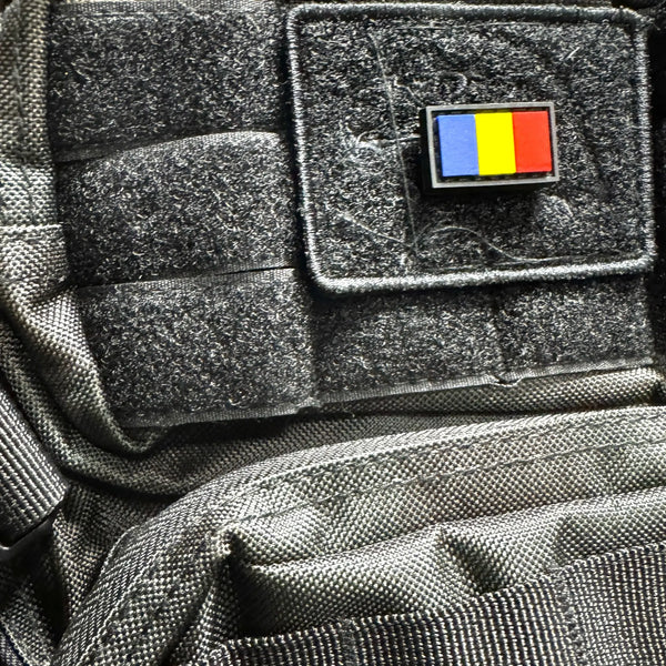 Set 2 patch-uri PVC Drapel Romania 2.5 x 1.5 cm cu prindere velcro hook & loop WARZONESHOP