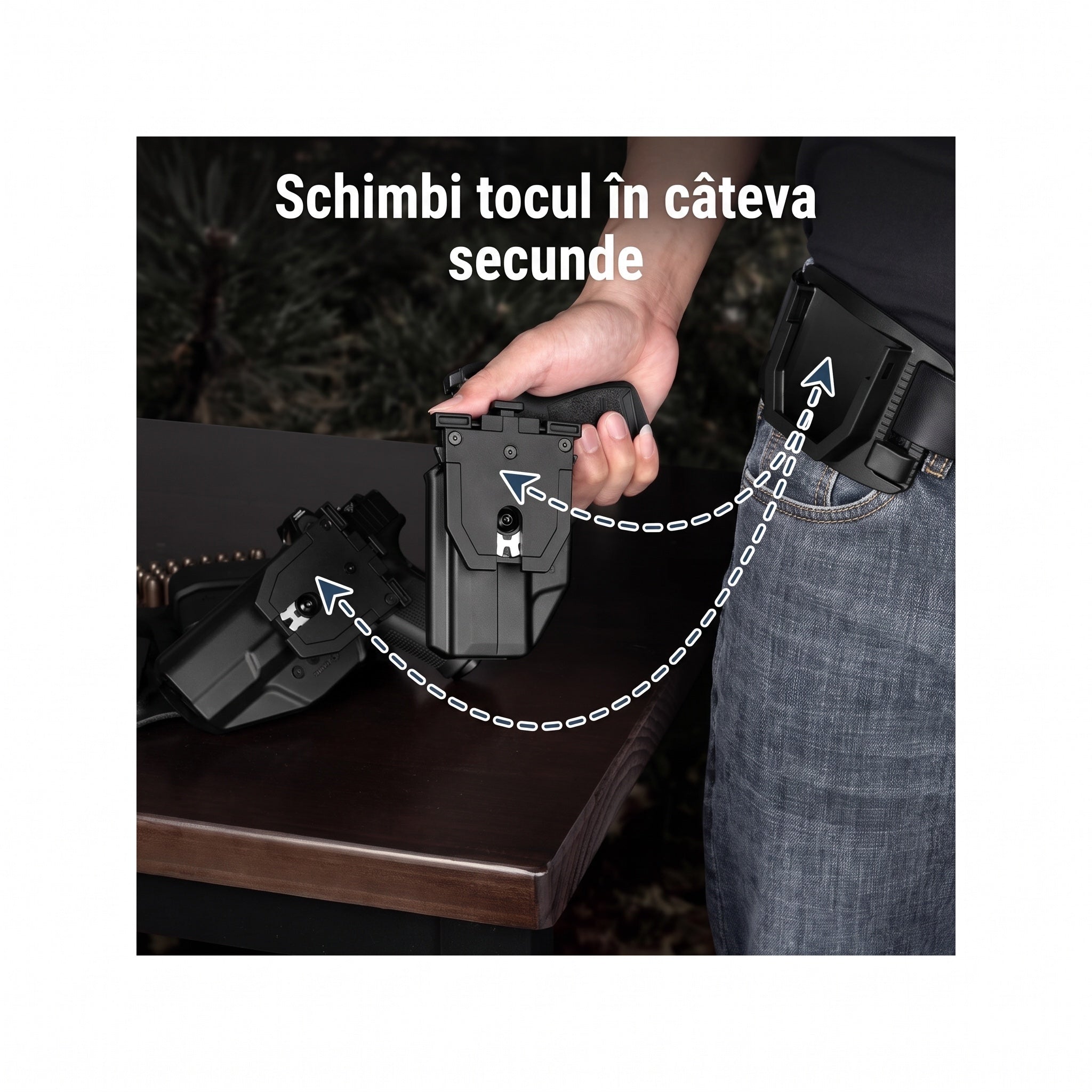 Adaptor rapid de centura QRC pentru tocuri Gun&Flower - Dubla siguranta | WARGEAR RO