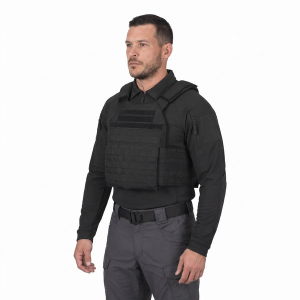 Bluza polo tactica cu maneca lunga Range Helikon-Tex negru | WARGEAR RO