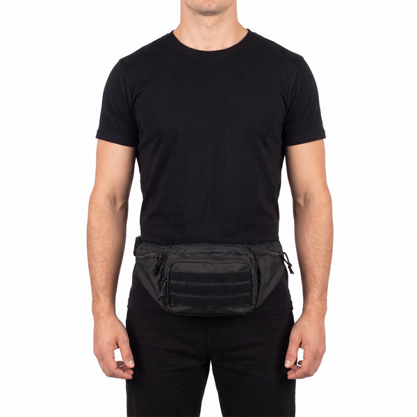 Borseta tactica SIDEARM pentru pistol cu panou MOLLE Neagra – purtat