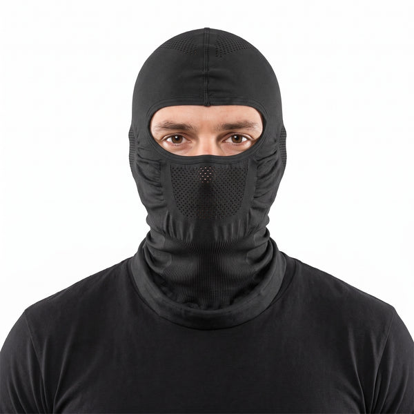 Cagula tactica WRAITH ventilata din poliester elastic Neagra – purtat
