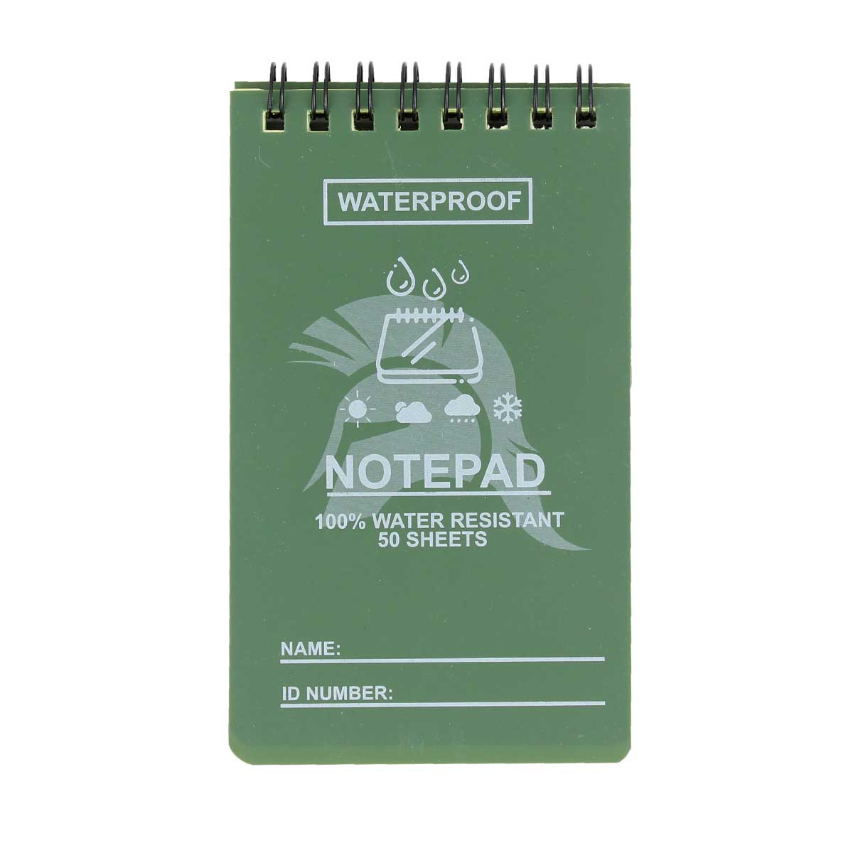 Carnet impermeabil DRYLOG 12 x 8 cm de buzunar Verde – detaliu