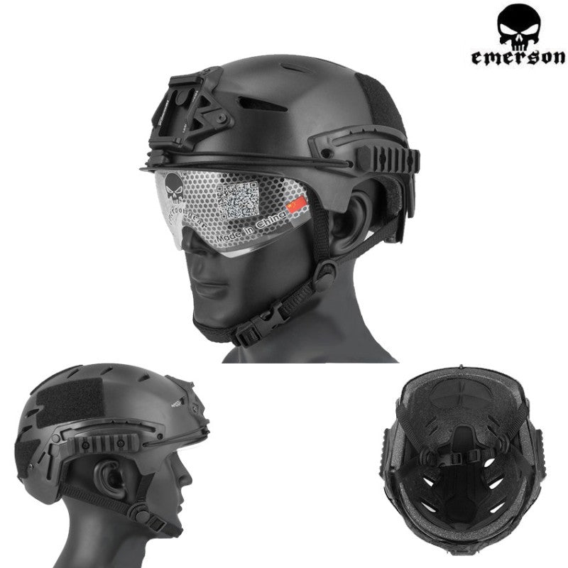 Casca tactica airsoft EXF Emerson cu ochelari inclusi | Echipament tactic WARGEAR
