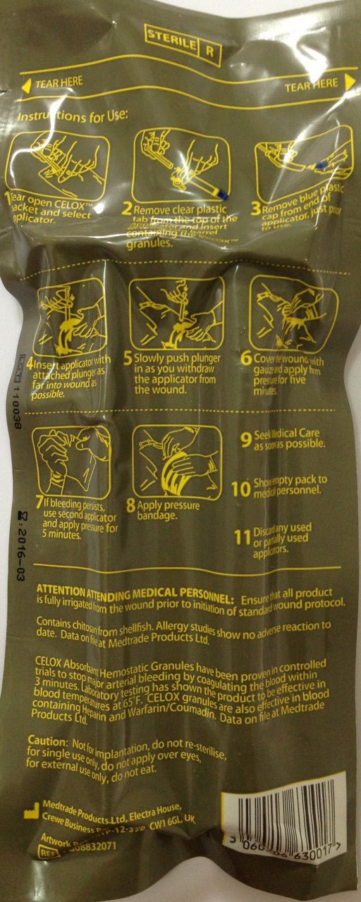 CELOX™ - A – Aplicator hemostatic plagi penetrante si sangerari masive | Echipament tactic WARGEAR