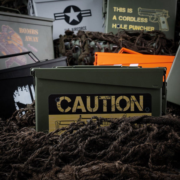 Cutie munitie metalica Ammo Box 30 Cal. – Caution Risk | Echipament tactic WARGEAR