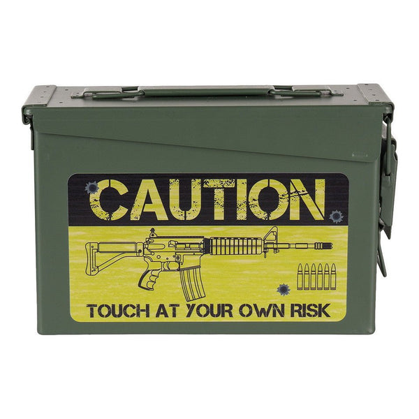 Cutie munitie metalica Ammo Box 30 Cal. – Caution Risk | Echipament tactic WARGEAR