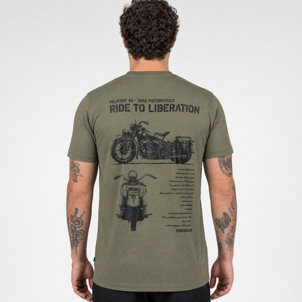Tricou Army cu Motocicleta WLA Liberator Fostex – Olive