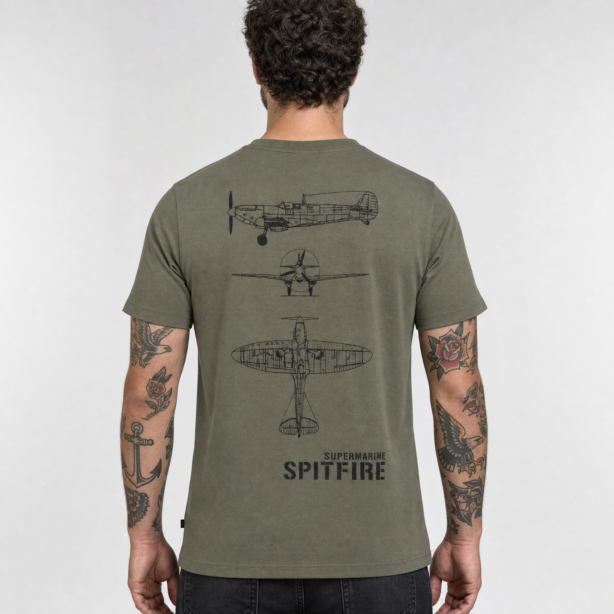 Tricou Army cu Avionul Spitfire Fostex – Olive