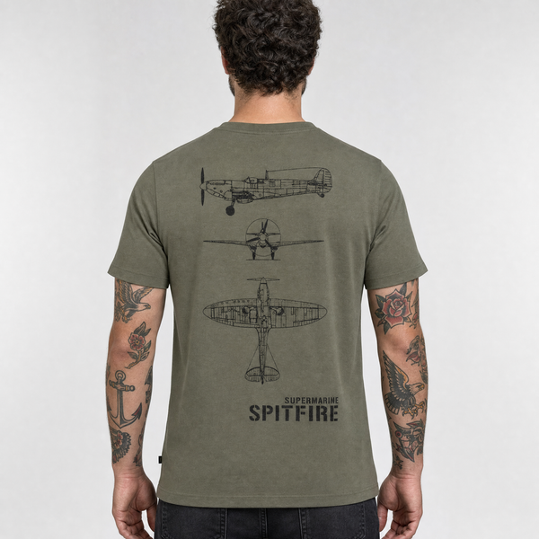 Tricou Army cu Avionul Spitfire Fostex – Olive