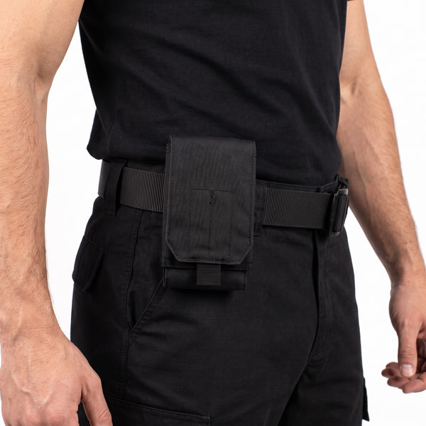 Husa MOLLE pentru telefon SIGNAL cu velcro neagra – purtat