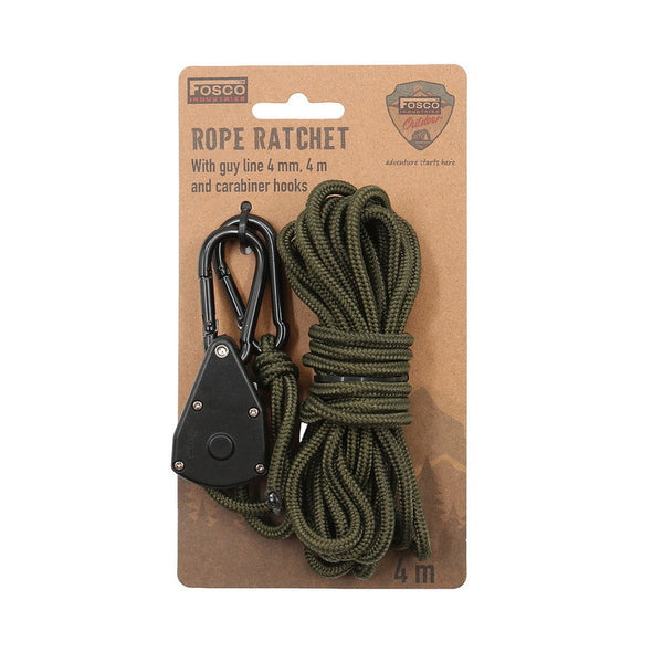 Intinzator de coarda cu clichet si carabiniere Fosco Industries 4 m - Verde | WARGEAR RO
