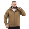 Jachetă tactică SoftShell Lightweight M-Tac coyote, purtată, cu gluga