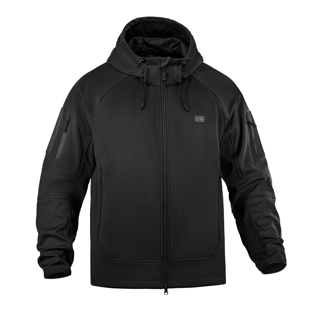 Jachetă SoftShell Lightweight M-Tac negru, față, fermoar închis