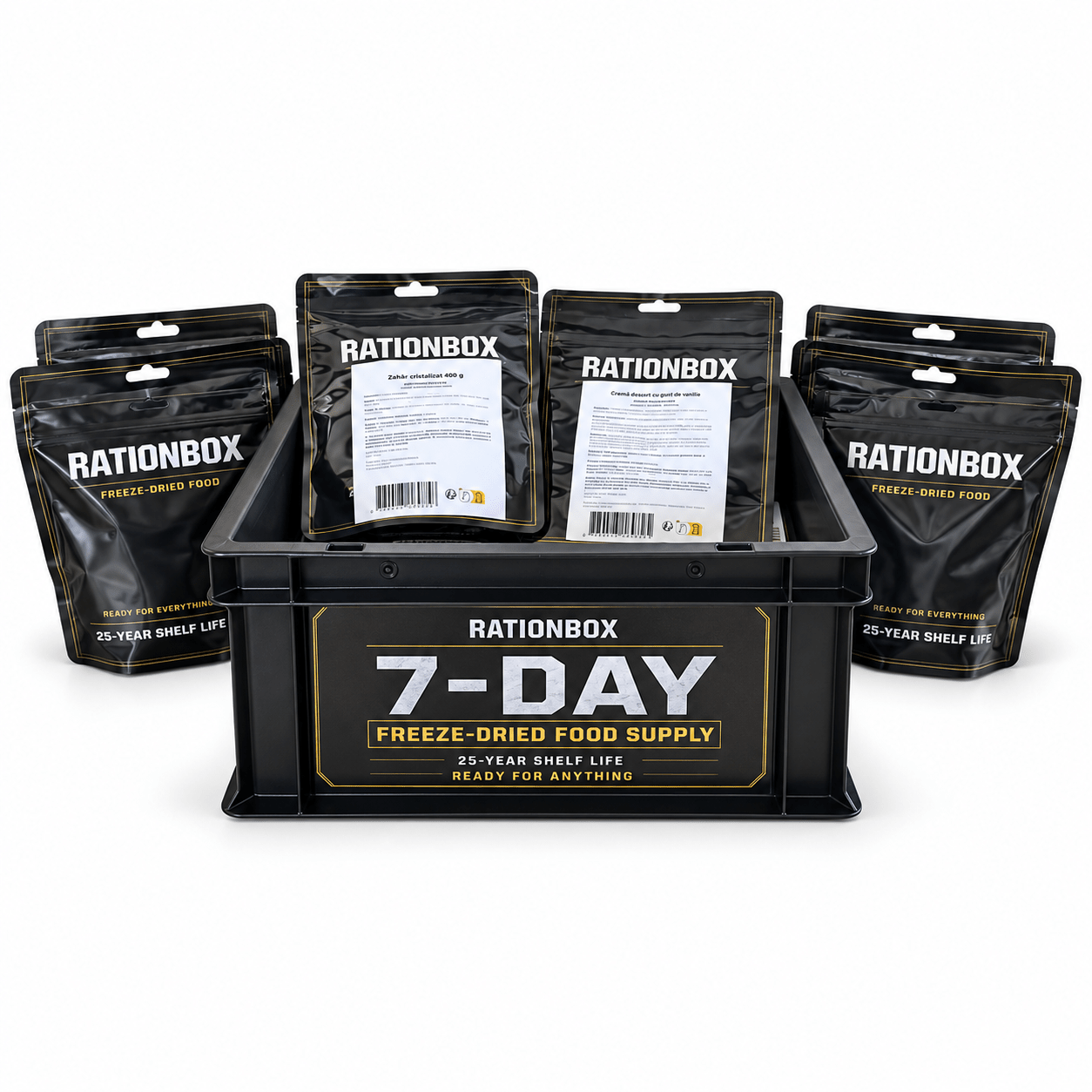 Kit hrana de urgenta RationBox 7 zile, 14.000 kcal, valabilitate 25 ani | WARGEAR RO