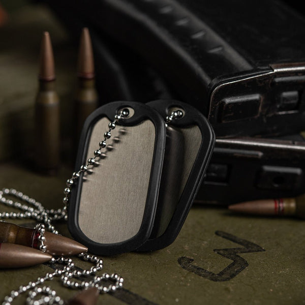 Lant militar Dog Tag cu silencer M - TAC | Echipament tactic WARGEAR