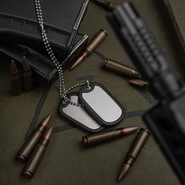 Lant militar Dog Tag cu silencer M - TAC | Echipament tactic WARGEAR