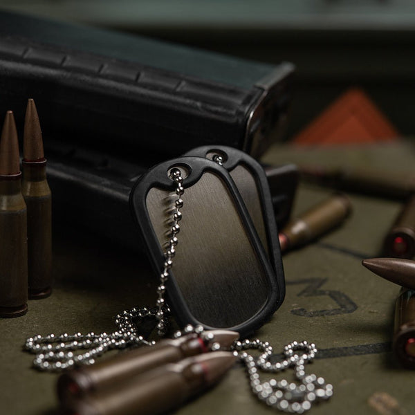 Lant militar Dog Tag cu silencer M - TAC | Echipament tactic WARGEAR