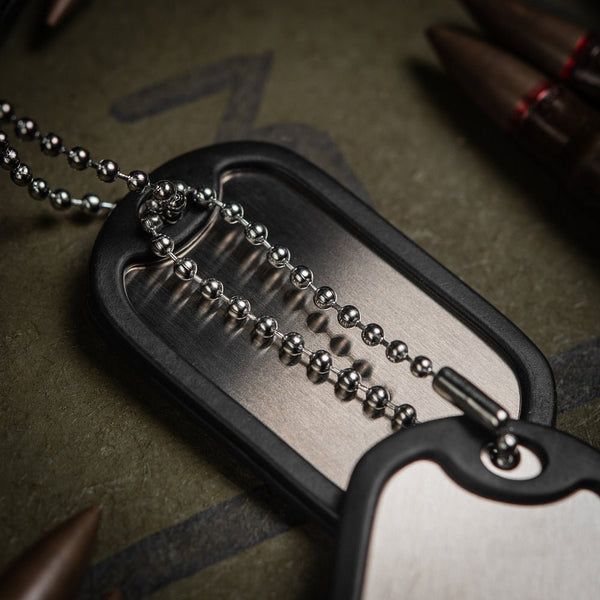 Lant militar Dog Tag cu silencer M - TAC | Echipament tactic WARGEAR