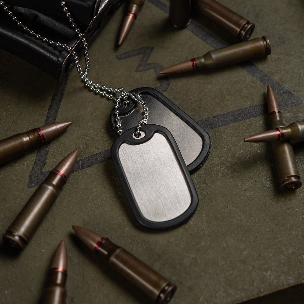 Lant militar Dog Tag cu silencer M - TAC | Echipament tactic WARGEAR