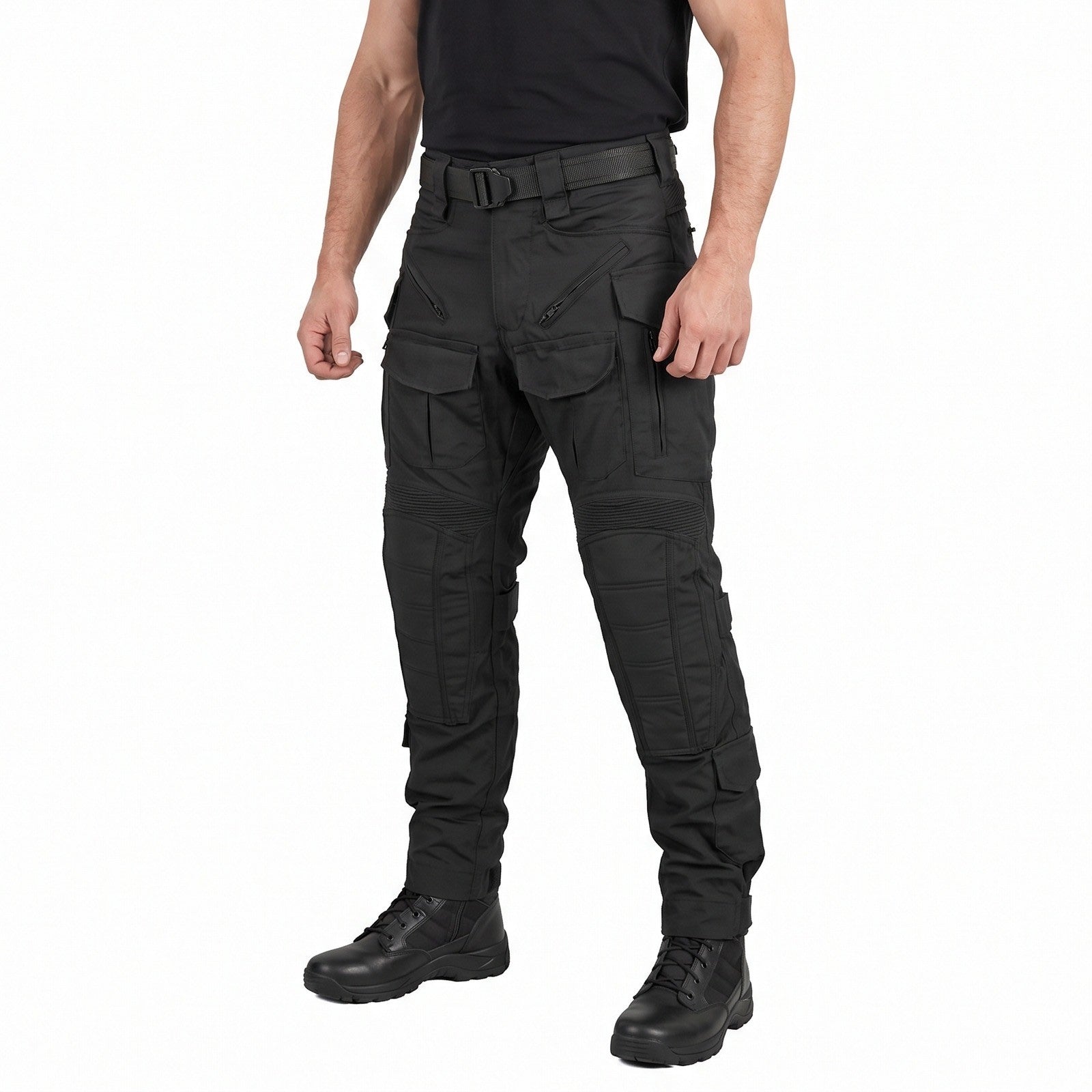 Pantaloni tactici de combat WARDOG negri cu genunchiere | WARGEAR RO