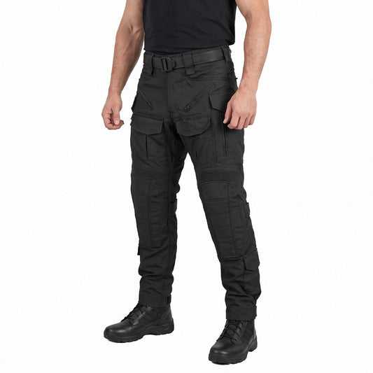 Pantaloni tactici de combat WARDOG negri cu genunchiere | WARGEAR RO