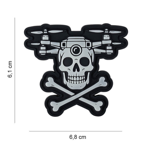 Patch PVC 3D 101 INC Drone Skull and Bones Fosforescent 6,8x6,1 cm | WARGEAR RO