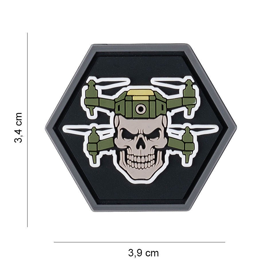 Patch PVC 3D 101 INC Hexagon Double Drone Skull 3,9x3,4 cm | WARGEAR RO