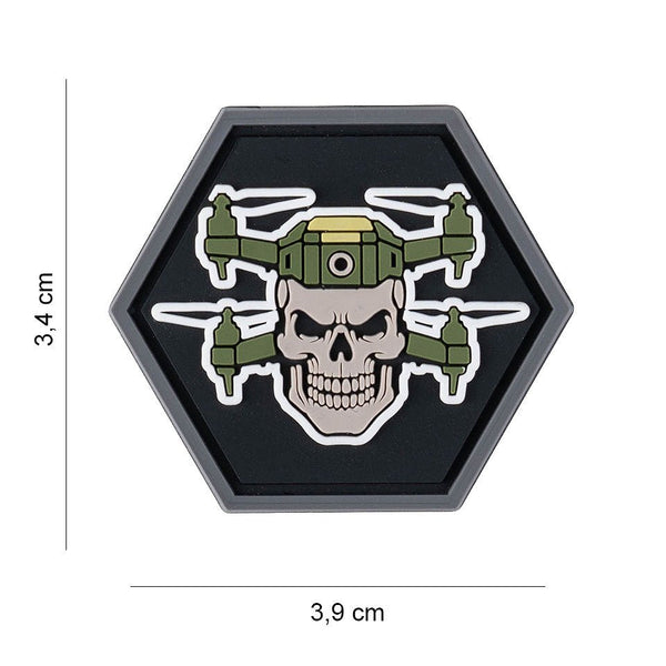 Patch PVC 3D 101 INC Hexagon Double Drone Skull 3,9x3,4 cm | WARGEAR RO