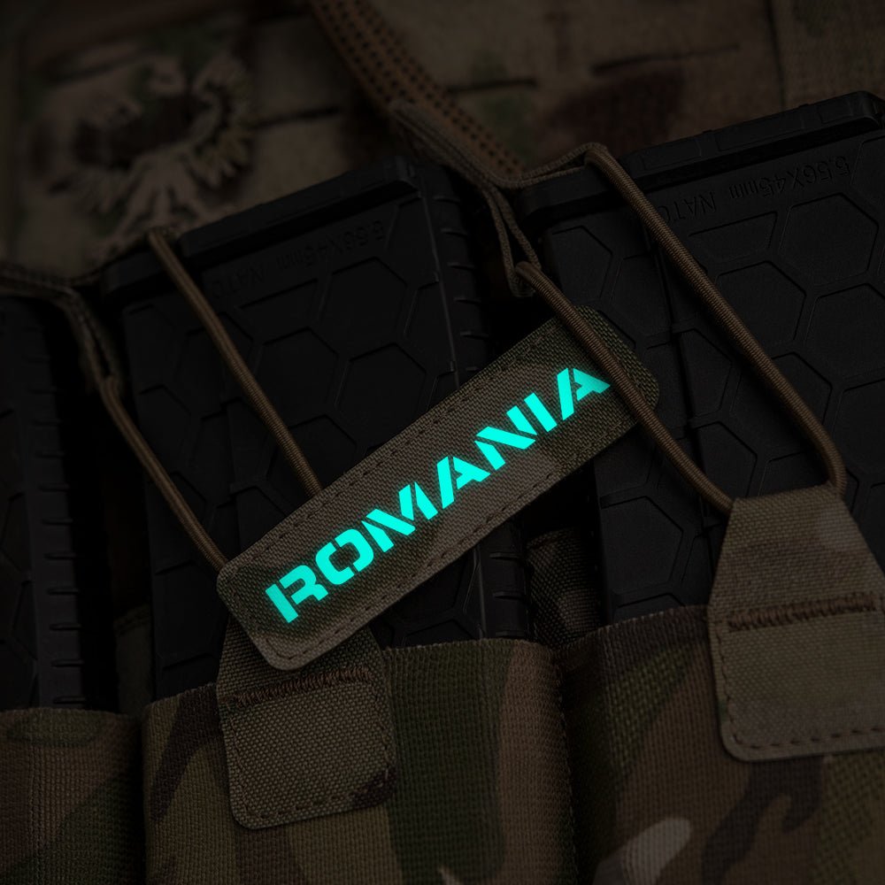 Patch ROMANIA fosforescent CORDURA® 500D laser - cut 25x80mm | WARGEAR RO
