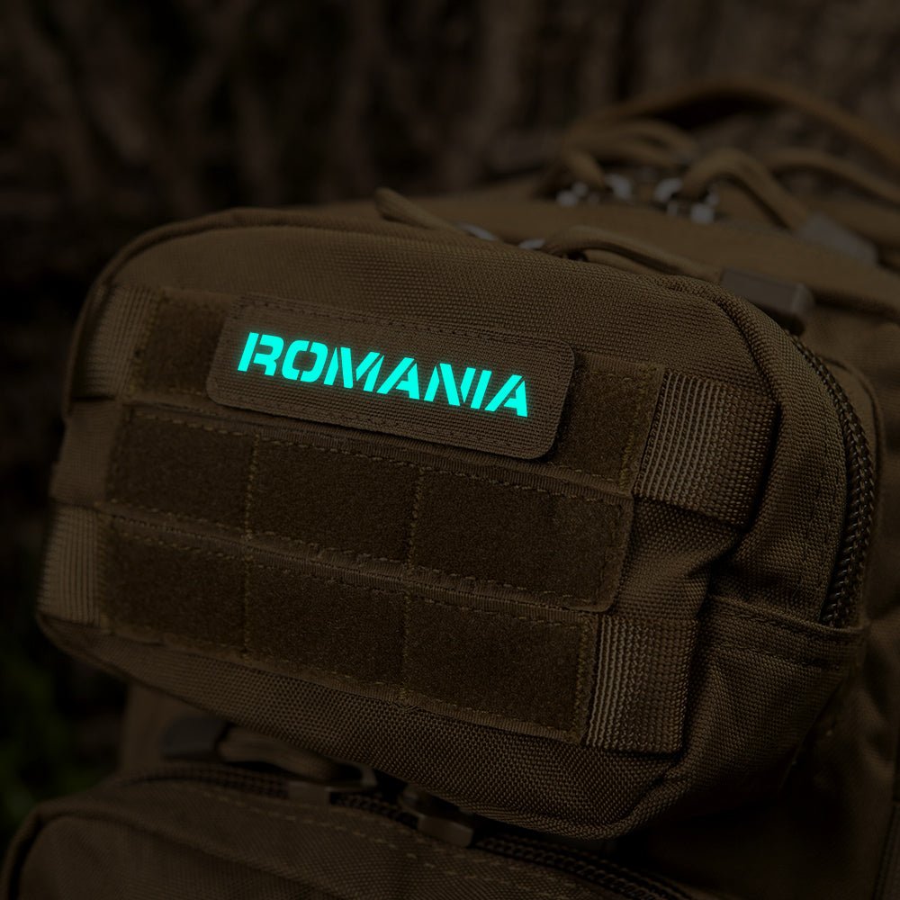 Patch ROMANIA fosforescent CORDURA® 500D laser - cut 25x80mm | WARGEAR RO