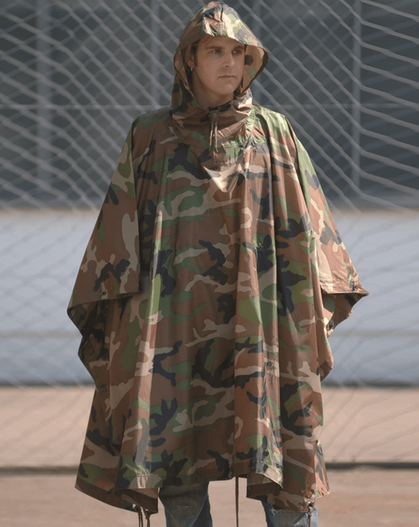 Poncho ploaie Camo MIL - TEC Ripstop Woodland 210x150 cm | Echipament tactic WARGEAR