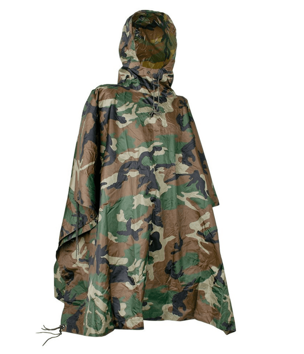Poncho ploaie Camo MIL - TEC Ripstop Woodland 210x150 cm | Echipament tactic WARGEAR