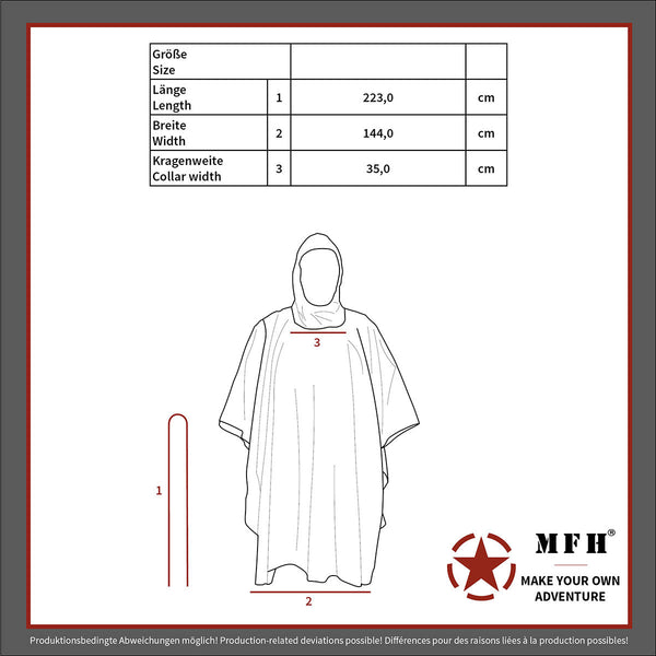 Poncho Ploaie Ripstop MFH 144 x 223 cm – Negru | WARGEAR RO