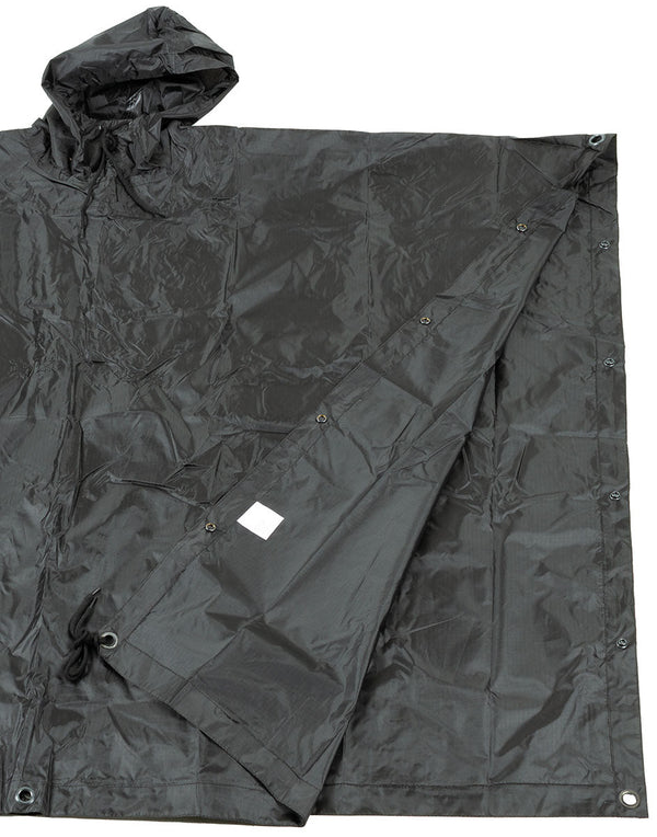 Poncho Ploaie Ripstop MFH 144 x 223 cm – Negru | WARGEAR RO
