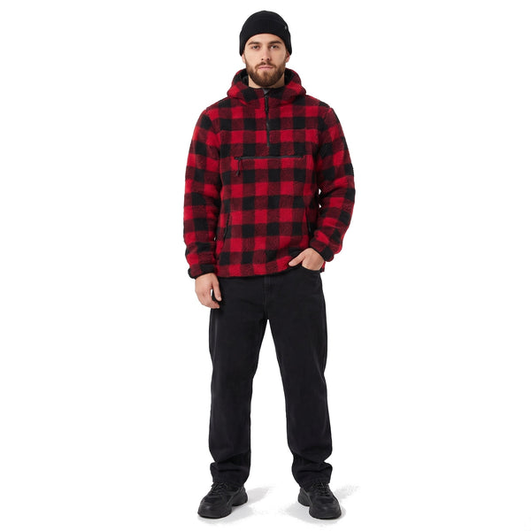 Pulover fleece teddy Worker Brandit - rosu/negru | WARGEAR RO