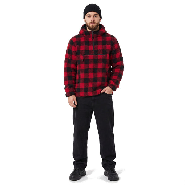 Pulover fleece teddy Worker Brandit - rosu/negru | WARGEAR RO