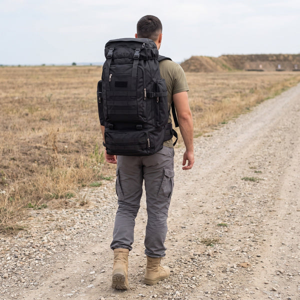 Rucsac tactic HAULER 60L negru cu MOLLE si 6 compartimente | WARGEAR RO